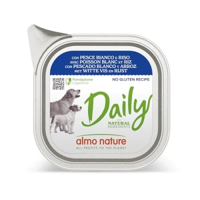 Immagine di almo nature Paté per cani con pesce bianco e riso, 100 g, confezione da 32