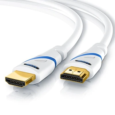 Immagine di 5m Cavo HDMI 4K 60Hz HDR 2.0 a b 3D UHD 1080p HFR Ethernet Full HD Arc e CEC Compatibile con 2.0/1.4, Blu ray/PS4/PS5/Xbox Series X/Switch 5 metri bianco