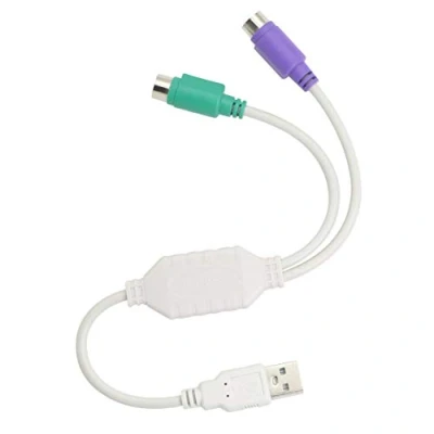 Immagine di HONGLEI PS/2 a USB cavo spina attiva doppio adattatore tastiera mouse convertitore per PS2 bianco