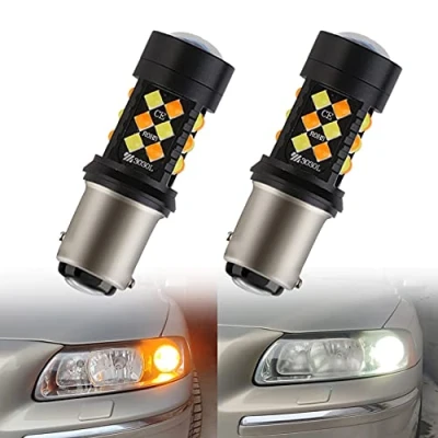 Immagine di Qasim 2PCS 1157 P21 / 5W BAY15D Lampadine LED Auto di commutazione Ambra/Bianco Indicatore direzione DC 12V Doppio Colore