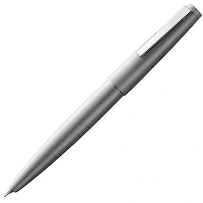 Immagine di Lamy 2000 penna argento elegante con fusto di acciaio inossidabile lustrato e smorto pennino oro 14 ct., parzialmente placcato in platino M