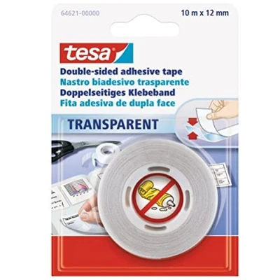 Immagine di Tesa 64621 00000 07 Nastro biadesivo Trasparente (L x L) 10 m 12 mm 1 pz.