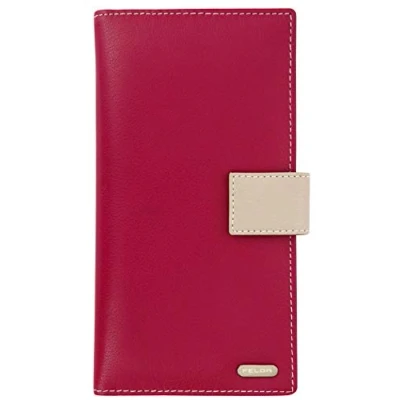 Immagine di Felda portafoglio da donna scomparto smartphone, fessure per carte e banconote vera pelle rosso granata multicolore