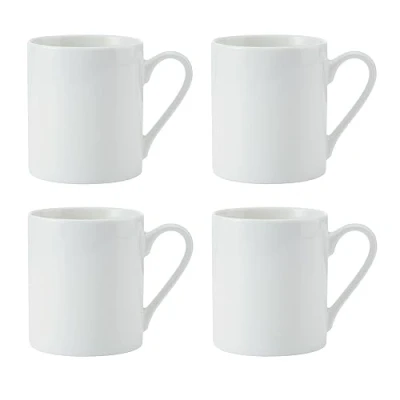 Immagine di Mikasa Egret Set di tazze 4pz in porcellana, 4 bianche classiche per tè e caffè, 380 ml Confezione regalo lavabile lavastoviglie