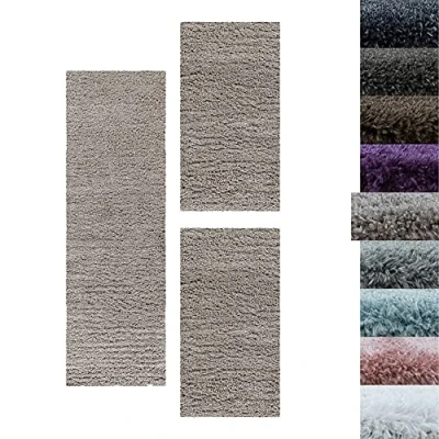 Immagine di Set di tappeti Shaggy Tappeto per Camera da Letto Pelo Morbido 3 Parti, Colore:Bianco, Bettset:2x60x110+1x80x150