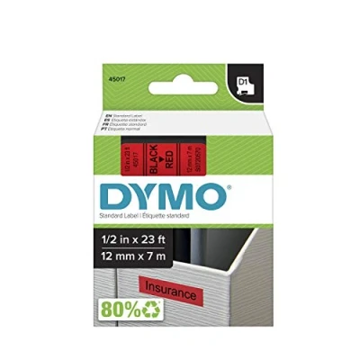 Immagine di DYMO 45017 Cassetta nastro Colore Nastro: Rosso carattere: Nero 12 mm 7 m