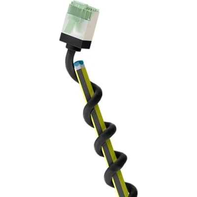 Immagine di goobay 74351 Cavo patch CAT 8.1 slim/ultra flessibile RJ45 8.1, U/FTP CU, OFC/sottile Ethernet LAN con connettori corti/40 Gbps, 2000 MHz LSZH, antipiega/nero 0,25 m