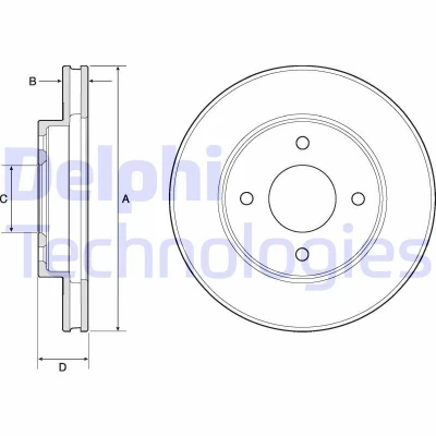 Immagine di DELPHI BG4742C Disco freno 238 22 4 ventilato rivestito non trattato senza cuscinetto ruota, anello sensore ABS NISSAN: Note I, MICRA 3