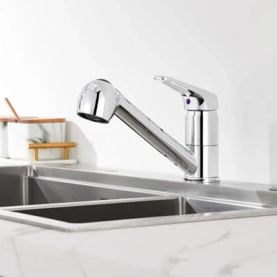 Immagine di Auralum Rubinetto Cucina con Doccetta Estraibile a 2 Modalità, Girevole 360 Miscelatore Monocomando in Ottone per Lavello