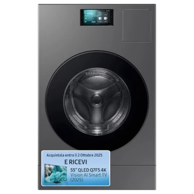 Immagine di Samsung Lavasciuga Bespoke AI Laundry Combo WD18DB8995BZT2, 18+11 kg, Wifi, Pompa di Calore, Super Speed, Display home, Wash &amp; Dry, Carica Frontale, 68.6l x 11h 87.5p cm