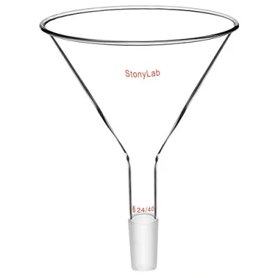 Immagine di StonyLab Imbuto in Polvere con Stelo Corto di Vetro Glass Funnel 150 mm Cima O.D. e Dell&#039;imbuto Filtrante Interno 24/40
