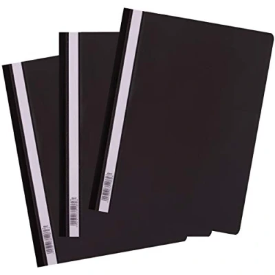 Immagine di D.RECT 25 pezzi Cartellina A4 in plastica con copertina anteriore trasparente nera