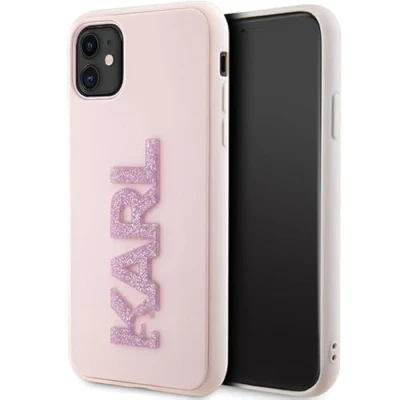 Immagine di Karl Lagerfeld KLHCN613DMBKCP Custodia rigida per iPhone 11/Xr 6,1&quot;, con logo 3D in gomma e glitter