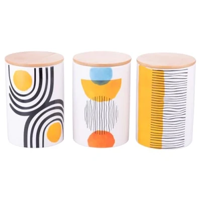Immagine di Villa d&#039;Este Home Tivoli Set 3 barattoli 750 ml in gres, coperchio bambù, Venice Lido