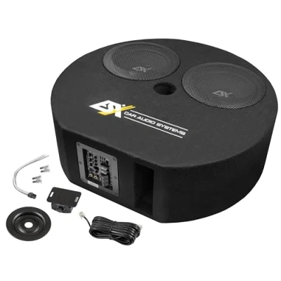 Immagine di ESX DBX800A 2 x 20 cm (8&quot;) Bassi Dual Active per ruota di scorta Classe D Power con 400 Watt RMS e EPS Pro