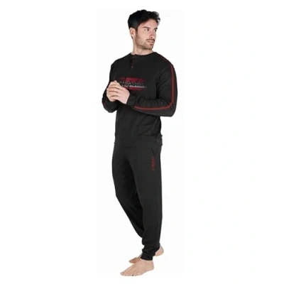 Immagine di AUSTRALIAN Pigiama Lungo Uomo in Caldo Cotone Vari Modelli E Taglie dalla M alla 2XL, Maschile (2XL (52), AI748 Nero)