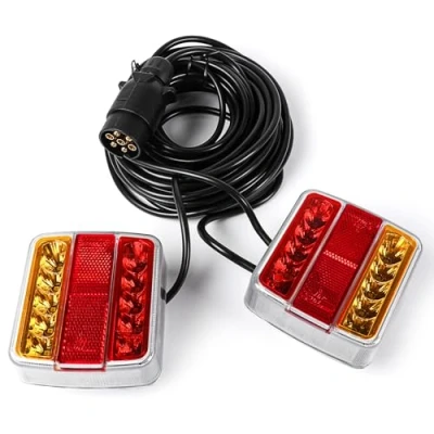 Immagine di Yinaolan Kit luci per rimorchio a LED magnetiche da 12 V, 2 pezzi impermeabili di stop posteriori indicatori direzione con cavo 7,5 m e spina 7 pin