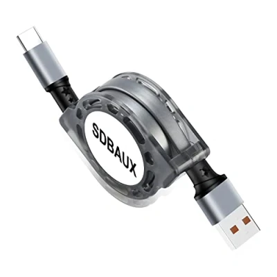 Immagine di SDBAUX Cavo USB Type C [60W/1M], Retrattile A Ricarica Rapida 3A, Cavetto Compatibile per iPhone 15/15 Pro Samsung Galaxy S21 S20, Huawei, Xiaomi, Google Pixel, PS5