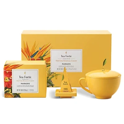Immagine di Tea Forte Paradis Set regalo con tazza da caffè, vassoio tè e 10 sacchetti per infusore a piramide