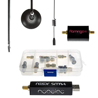 Immagine di Starter Kit NESDR SMArt v4 RTL SDR Essentials Include Tutto per Iniziare con la Radio Definita dal Software tra cui Premium, filtro Flamingo FM Bandstop, 3 Antenne, 10 Adattatori e Custodia