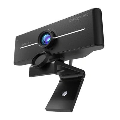 Immagine di Creative Webcam USB Live! Cam Sync 4K UHD con compensazione di retromarcia fino a 40 FPS, obiettivo grandangolare 95, privacy, microfoni integrati, plug &amp; play per PC e Mac