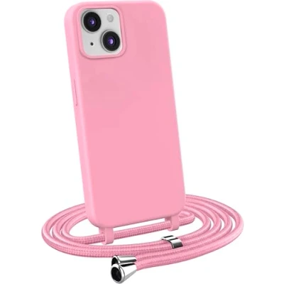Immagine di MyGadget Cover per iPhone 13 Custodia con Corda Case Cordino Opaca Antiurto Laccio Tracolla Practical Stylish Rosa