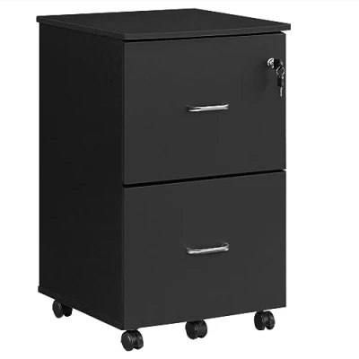 Immagine di VASAGLE Schedario a 2 Cassetti, Mobile da Ufficio con Serratura, Supporto per Stampante, Documenti Formato A4 Letter Cartelle Sospese, Montaggio Richiesto, Nero LCD27BKV1