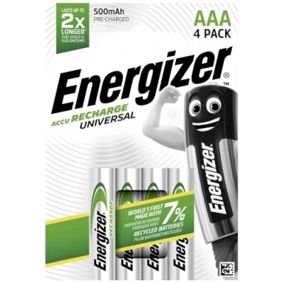 Immagine di Energizer Universal HR03 Batteria ricaricabile Ministilo (AAA) NiMH 500 mAh 1.2 V 4 pz.