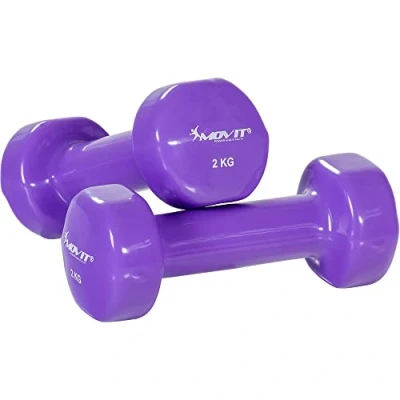 Immagine di MOVIT Set con 2 manubri in vinile, superficie 9 varianti di peso e colore da 2x 0,5kg a 5kg