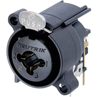 Immagine di Neutrik NCJ6FA H Connettore XLR Presa a pannello contatti angolati Numero Poli (num): 3 Nero 1 pz.