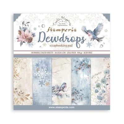 Immagine di Stamperia Scrapbook Paper Pad per scrapbooking, album, card making, Bullet Journalling and More, Acid Free, Double Sided, Perfect for Hobbies, Crafts, Gifting (Dewdrops) (30,5 x 30,5 cm)