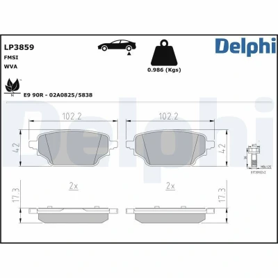 Immagine di DELPHI LP3859 Kit pastiglie freno senza contatto segnalazione usura con lamierino anticigolío accessori RENAULT: Kangoo III MPV