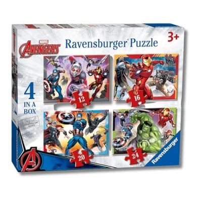 Immagine di Ravensburger Puzzle Avengers A, Collezione 4 in a Box, Idea Regalo per Bambini 3+ Anni, Gioco Educativo e Stimolante, 12 16 20 24 Pezzi