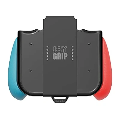 Immagine di Skull &amp; Co. JoyGrip per Nintendo Switch Joy con Controller: ricaricabile palmare Joystick telecomando manopole intercambiabili, blu neon (L) rosso (R)
