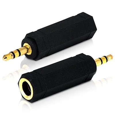 Immagine di Mobi Lock Adattatore Stereo, Maschio a Femmina (Confezione da 2) Placcato in Oro 3,5 mm (1/8 di Pollice) 6,35 Millimetri (1/4 e Connettore Jack Audio