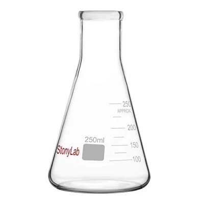 Immagine di StonyLab 1 Pack 250ml Bocca Stretta Erlenmeyer Boccette di Vetro Glass Flasks con Bordo Resistente (250ml Adatte per Tappo in Gomma 7#)