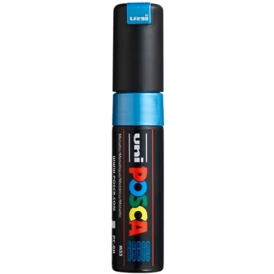 Immagine di Uni Ball M PC8K B Marcatore Posca a Tempera, Scalpello, 8 mm, Blu Metalico