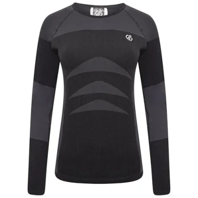 Immagine di Dare2b Maglia Primo Strato a Maniche Lunghe da Donna in The Zone II con Tecnologia SeamSmart, Perfetta per Sport Invernali e attività all&#039;aperto, Colore Nero
