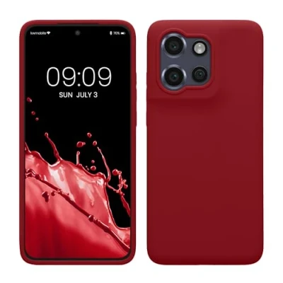 Immagine di kwmobile Cover per Motorola Edge 50 Neo/ThinkPhone 25 Custodia Back Case Smartphone in Silicone TPU Protezione Gommata rosso rabarbaro