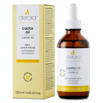 Immagine di Derora Olio di ricino Nutre e lenisce pelle, capelli unghie Puro al 100% Antiossidante ricco vitamina Omega 6 9 Pressato a freddo non raffinato (120ml)