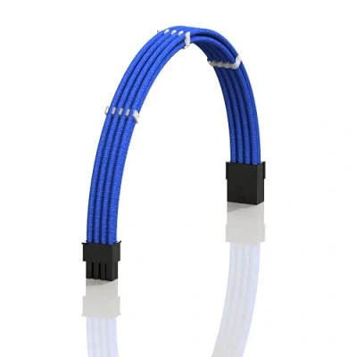 Immagine di LINKUP AVA 30cm PCI e 8 (6+2) pin GPU Cavo di Prolunga per PC Personalizzato con Guaina Intrecciata Alimentatore PSU Pettini┃Design Robusto Rigido┃Confezione Singola┃300mm Blu