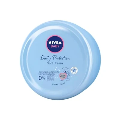 Immagine di Nivea Baby Soft Cream 200 ml (confezione da 3) Daily Protection 0% alcol, parabeni e coloranti, ipoallergenico, clinically tested skin friendly 24 ore di idratazione