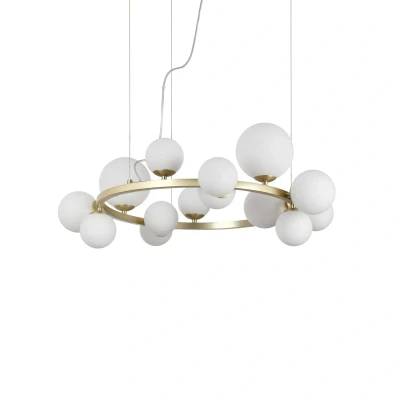 Immagine di Ideallux Ideal Lux Perlage ciondolo ottone/bianco 14flg Ø 85 cm