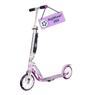 Immagine di HUDORA Monopattino BigWheel 205 in alluminio resistente pieghevole regolabile altezza per bambini e adulti fino a 100 kg Con cavalletto viola