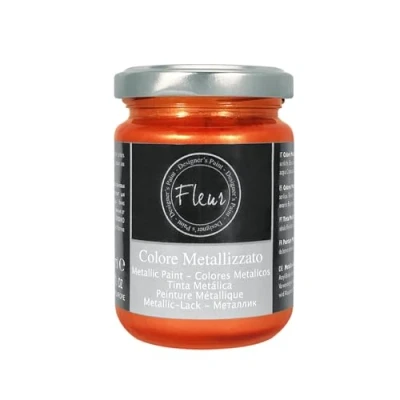 Immagine di FLEUR DESIGNER&#039;S PAINT Colore Metallizzato, 130 ml, F94 Copper Club, Base Acqua, ad Alto Contenuto di Pigmenti Metallici Finissimi.