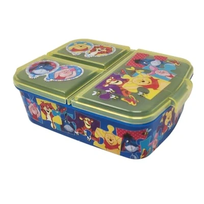 Immagine di Theonoi Contenitore porta pranzo per bambini, in plastica, senza BPA, con scomparti (Winnie the Pooh)