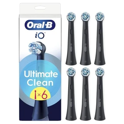 Immagine di Oral B Testine di Ricambio iO Series Ultimate Clean Nere, Rotonde Originali, con setole CrissCross per rimuovere la placca, 6