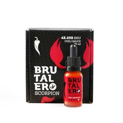Immagine di I LOVE SPICY Brutalero Scorpion 20 ml Salsa Piccante Fermentata 43.293 SHU (Salsa di Peperoncino Trinidad Moruga 80%) Stile Louisian, Piccantezza 6/7