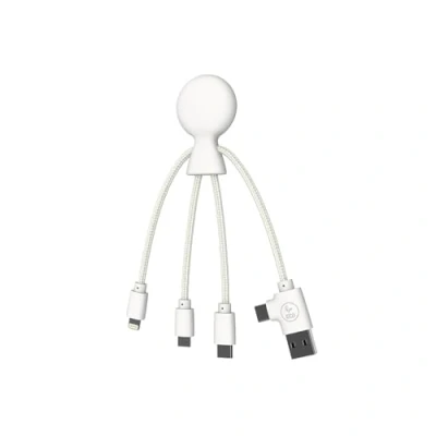Immagine di Xoopar Mr Bio Smart Multi Cavo USB Funzione NFC 4 in 1 C, USB, Micro Lightning Bianco Caricatore Universale Per iPhone Samsung Google Huawei Xiaomi LG Kindle