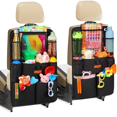 Immagine di SURDOCA Organizer Auto Sedile, Portaoggetti per Tablet da 11 Pollici, Protezione Sedile Bambini con 8 Tasche, Intrattenimento Viaggio Auto, Accessori